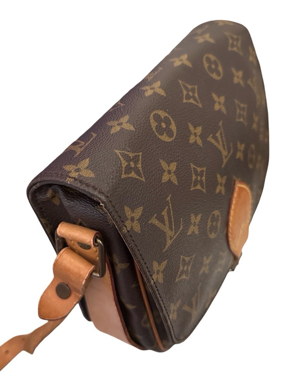 Louis Vuitton Monogram Cartouchiere Crossbody Vintage Brown Leather Shoulder Bag - Picture 4 of 16